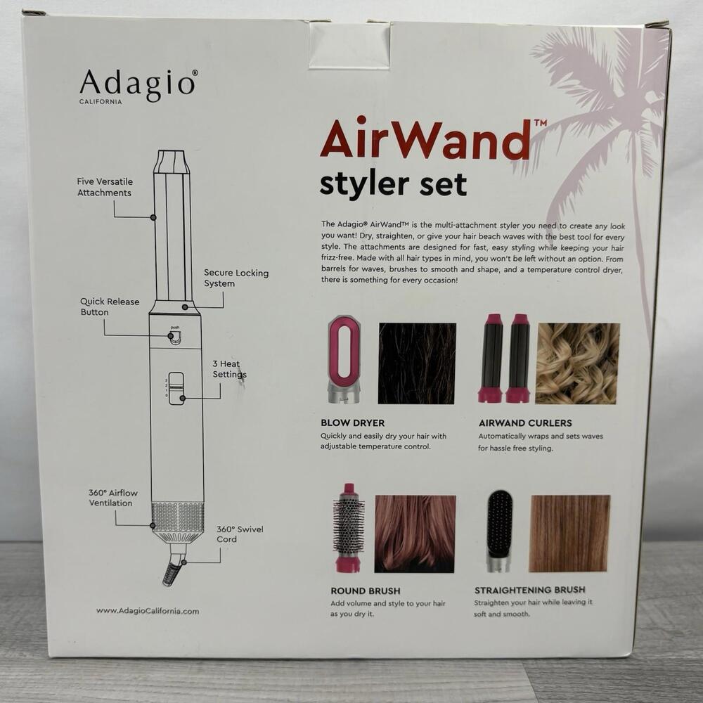 Adagio AirWand Styler Set w/ 5 Attachments Blow Dryer Straightener NEW Dmgd Box - Picture 4 of 9